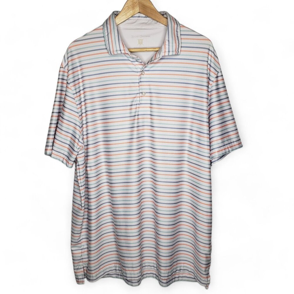Hickey Freeman Striped Golf Polo Men's Performance Stretch Lightweight Active XL